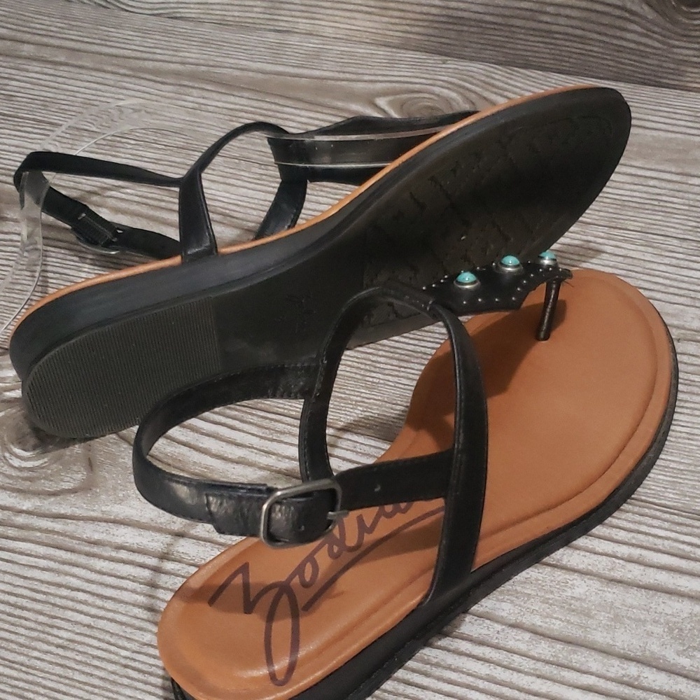 Zodiac 8 black thong ankle strap beaded woman sandals - Picture 6 of 6
